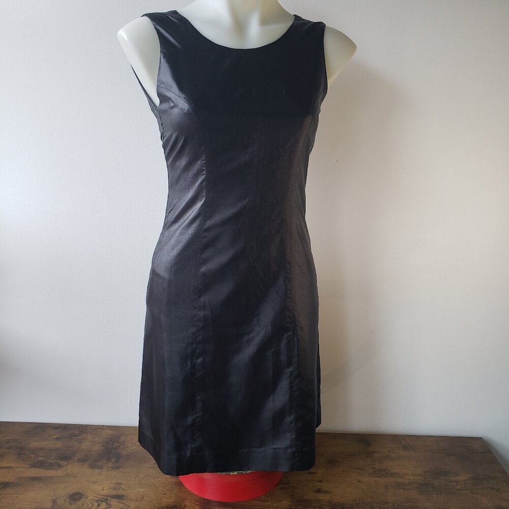 Leather look MOKAMBO Takeo Ando little black dress shiny lined
